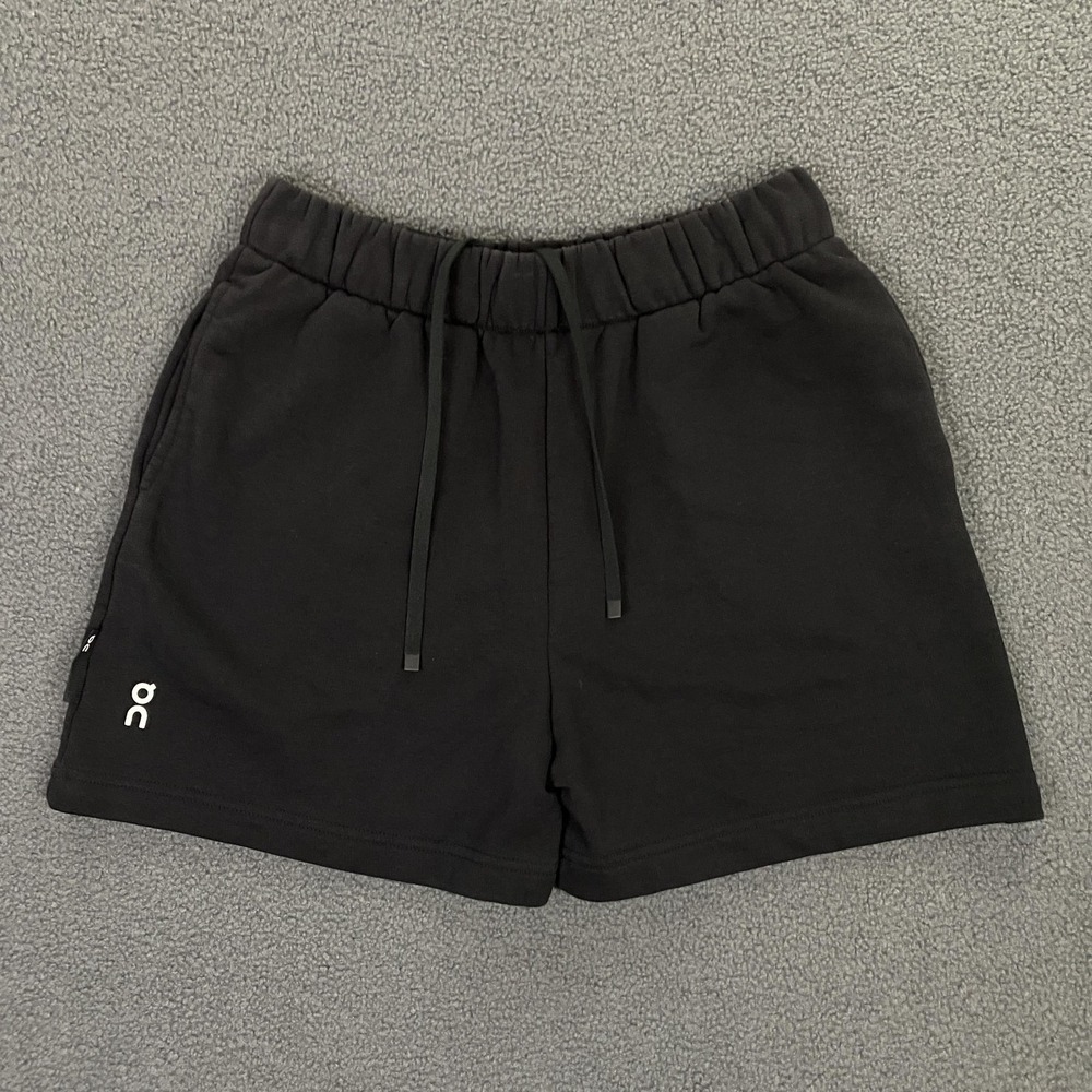 On Cloud Club Shorts Womens Large Black French Terry Sweat Pockets Running